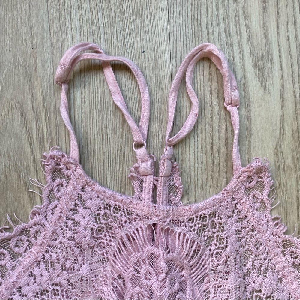 Intimately Free People Pink Lace Racer Back Dress Fitted High Neck - Picture 5 of 10